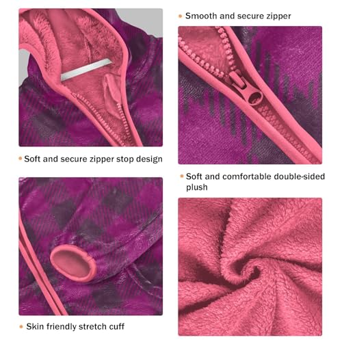 GuoChe Violet Buffalo Plaid Tartan Check Scotland Halloween Toddler Girl Fleece Jacket3