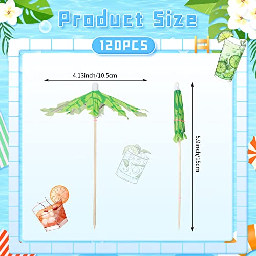 120 Pcs Drink Umbrellas Palm Tree Umbrella Drinks Coconut Paper Umbrella Green Cocktail Umbrellas Picks 6 Inch Umbrella Drink Picks Cocktail Umbrellas Handmade Cupcake Toppers Parasol Stick For Party #TOP1