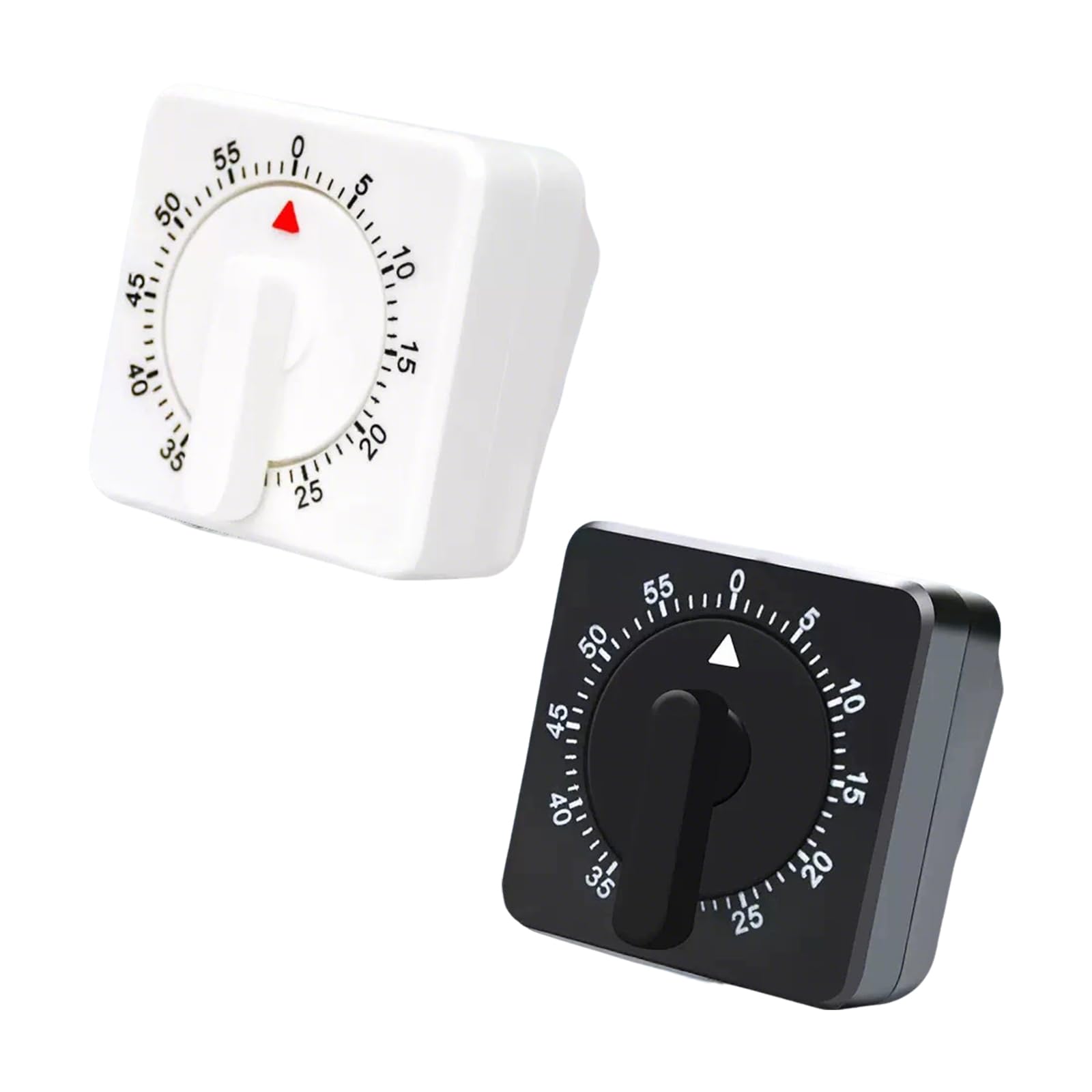 Egg Timer and Cooking Timer, Dual Mechanical Kitchen Timers for Cooking Tasks, Wind Up Kitchen Timer Set with White and Black Design, Simple Operation for Boiling Eggs and Various Recipes