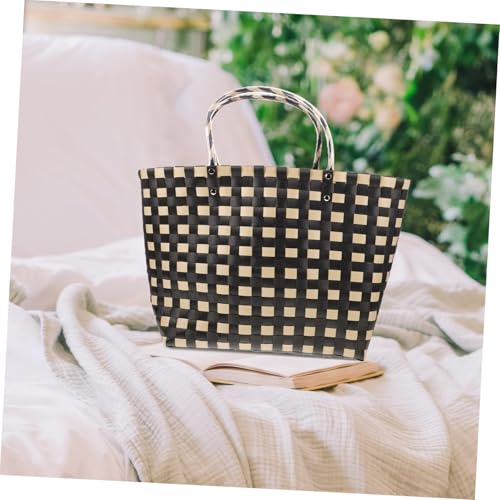 Panier marché poignée robuste et grand cabas femme tissé main haute capacité - 6