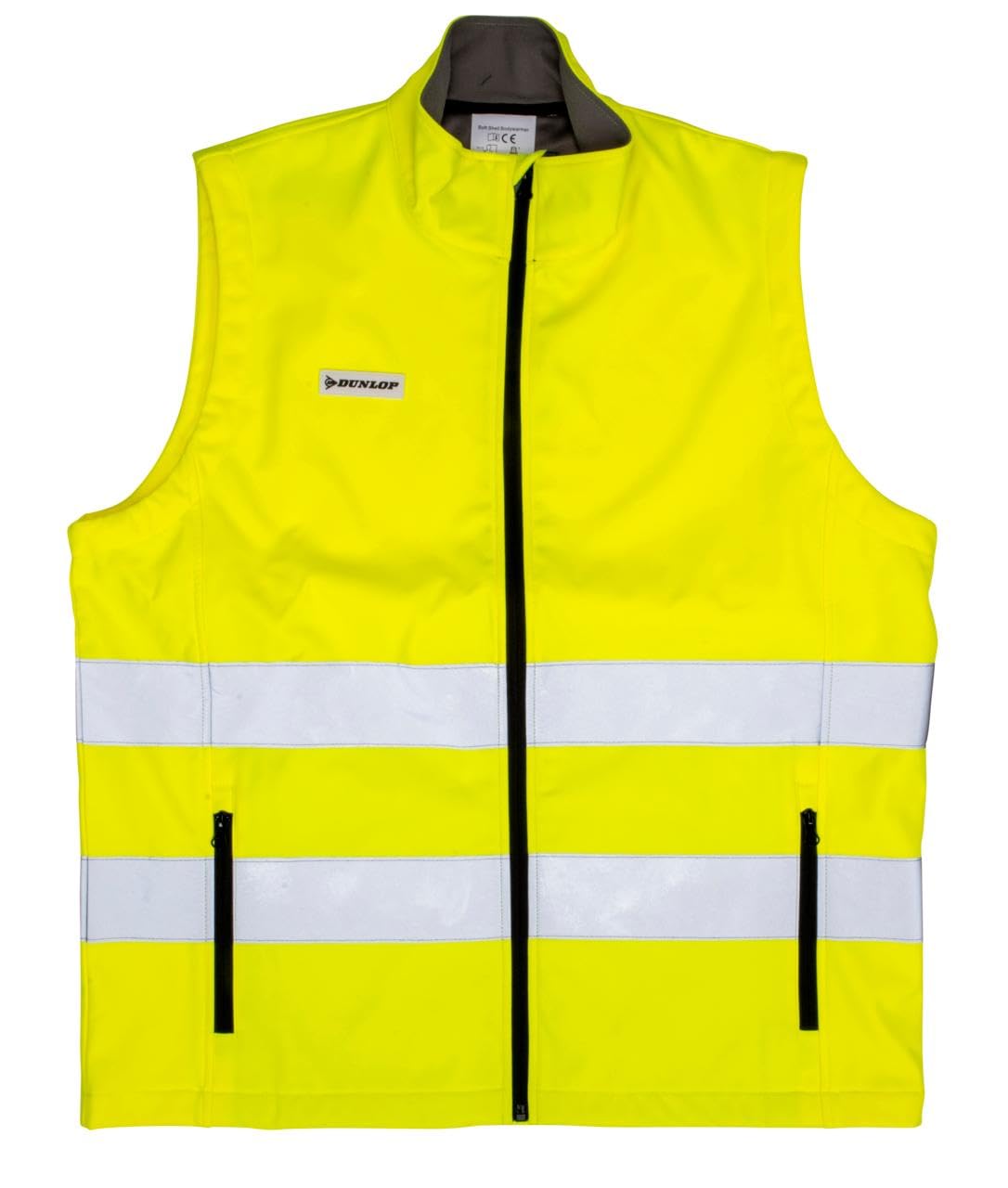 DUNLOP Warnweste Größe XL - Softshell Laufweste für Herren und Damen - Fluo Weste für Erwachsene - Reflektierende Weste - Autozubehör - Gelb