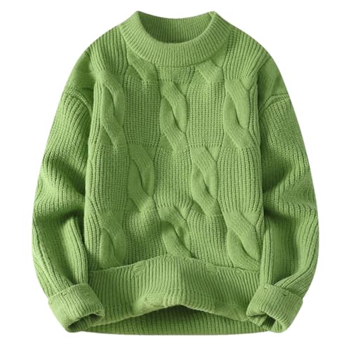 Men's Loose Casual Solid Color O-Neck Knitted Pullovers Hem Hole Decoration Knit Sweaters