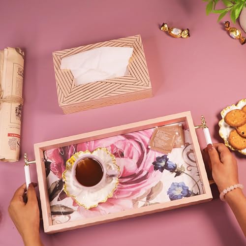 Image of Art Street Premium Serving Tray for Kitchen, Dining, Home and Office (Pink, Tray Size 8x17 Inch)