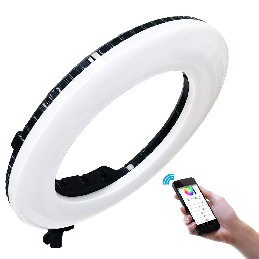 18 pollici 96W display digitale dimmerabile regolabile 9990K LED anello lampada Kit,con 3 supporti coldshoe,illuminazione per fotocamera smartphone ritratto selfie Foto video studio