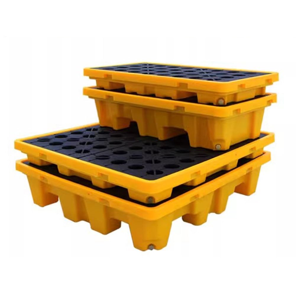 JKJZSALJ Leak-Proof Drum Spill Containment Platform - Heavy-Duty Plastic Pallet For Forklift - Oil Drum Leakage Tray 130X110X30Cm - Industrial Hazard Prevention Solution,Yellow,33.5 * 33.5 * 5.5cm
