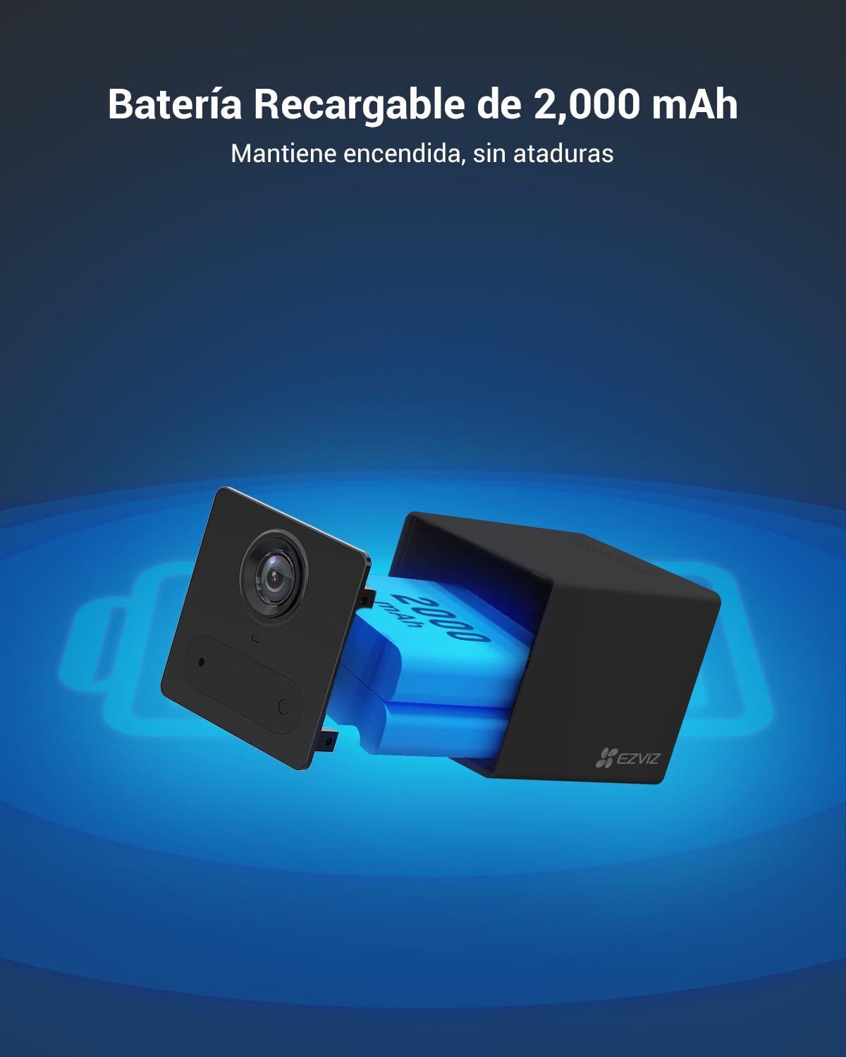 EZVIZ Camara Vigilancia WiFi Interior sin Cables, 1080P Cámara Batería 2000 mAh, Detección de Movimiento Humano PIR, Visión Nocturna Infrarroja, Audio de 2 Vias,Soporta Tarjeta SD hasta 512GB,CB2