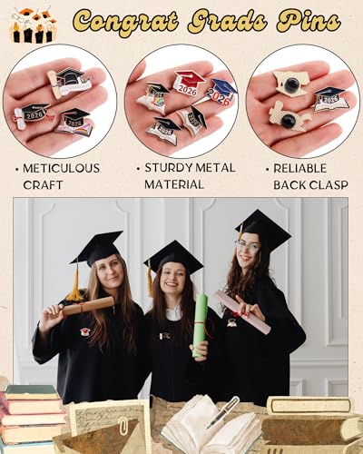Image of Graduation Pins Bulk with Storage Bag for Class of 2026 Graduation Cap Diploma Enamel Pins for Backpack Hat Jackets Congrat Grads Gifts for Students Teachers Classmates 2026 Graduation Party Favors