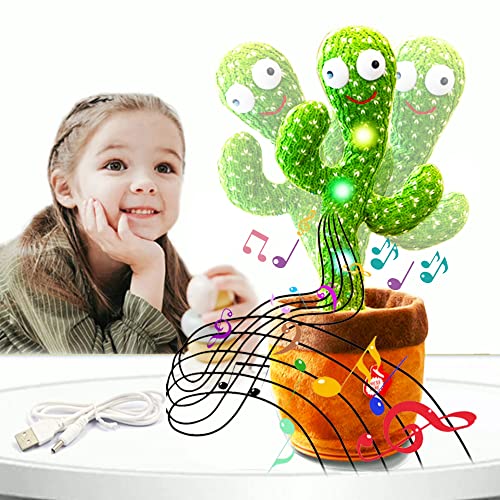 FIGHTART Dance Dancing Cactus Toy Talking Singing Mimicking Repeating 120 Songs Rechargeable Light Glow