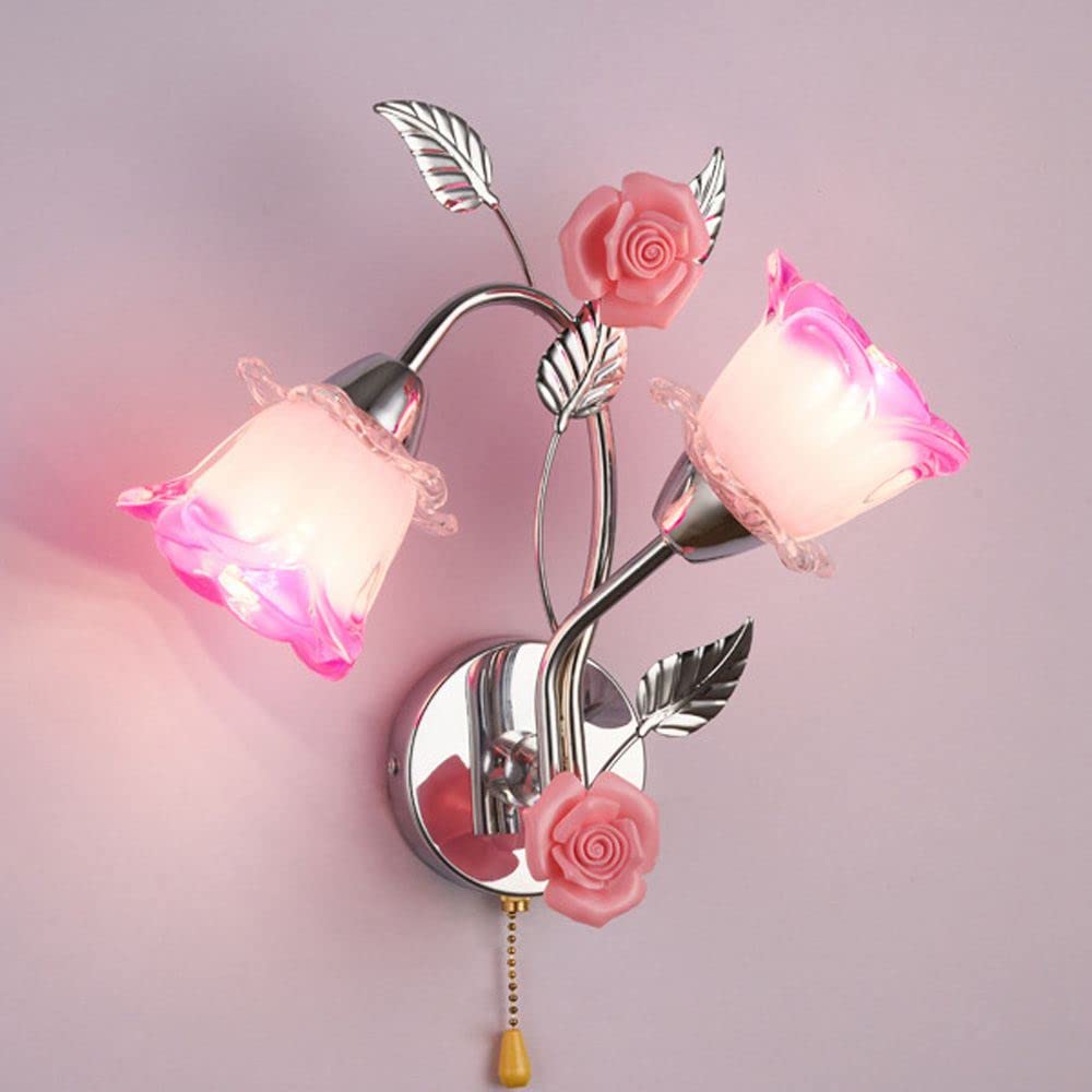 Moderno LED in vetro ceramica rose camera da letto comodino applique Princess Room applique da parete di balcone corridoio apparecchi di illuminazione