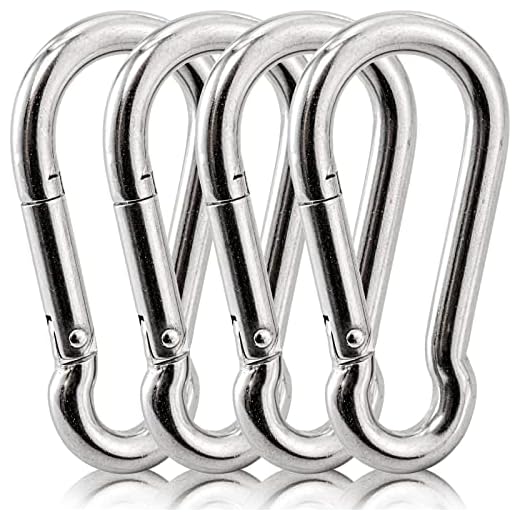 Faswin 3 Inch Stainless Steel Spring Snap Hook Carabiner, Set of 4