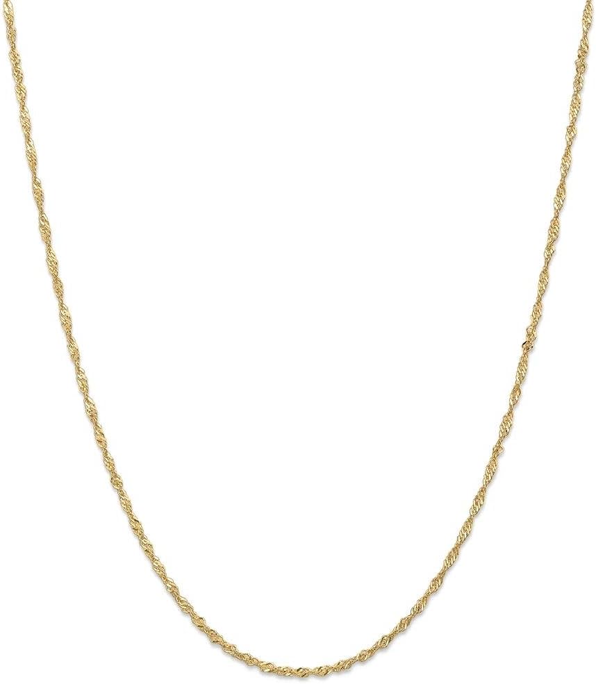 IceCarats 14K Solid Yellow Gold 1.6mm Thin Singapore Chain Bracelet Anklet Diamond Cut, Twisted