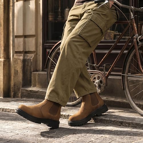Image of Holy dove Men's Wide Toe Box Platform Chelsea Boots Slip-On Casual Ankle Dress Boot