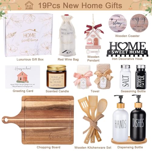 House Warming Gifts New Home, 19pcs New Home Gift Basket For Homeowners, Couple Women Neighbor - Includes Decoration, Kitchenware, Towel, Greeting Card, First Time Home Buyer Gift, Housewarming Gifts - Image 3