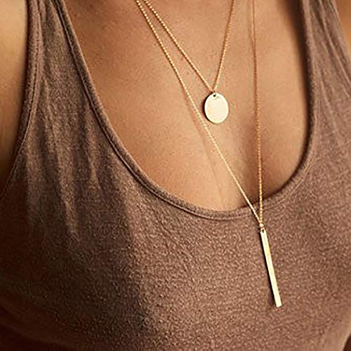 Preisvergleich Produktbild Ushiny schlichte Pailletten Choker Halskette Fashion Layered Bar Halsketten Anhänger Schmuck Kette für Damen und Mädchen