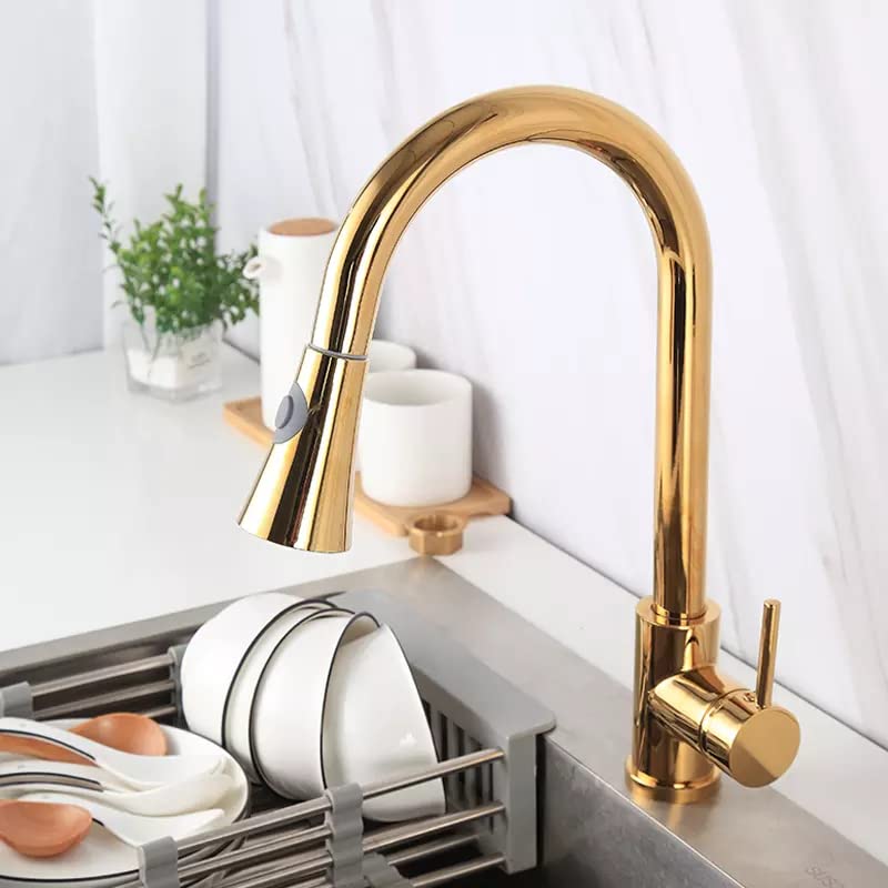 B Backline Brass Kitchen Sink Mixer tap Hat & Cold | Single Lever Faucet for Kitchen Sink | 360° Swivel High Arc Pull-Out Kitchen Faucet tap | Hot & Cold Kitchen Sink Faucet (Gold) (B0D9HHS883) Amazon Price History, Amazon Price Tracker