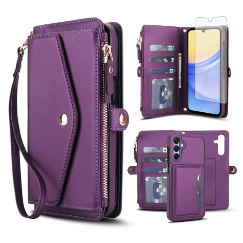 Housse portefeuille Samsung Galaxy A15 pour voyager léger avec porte-carte et fermeture