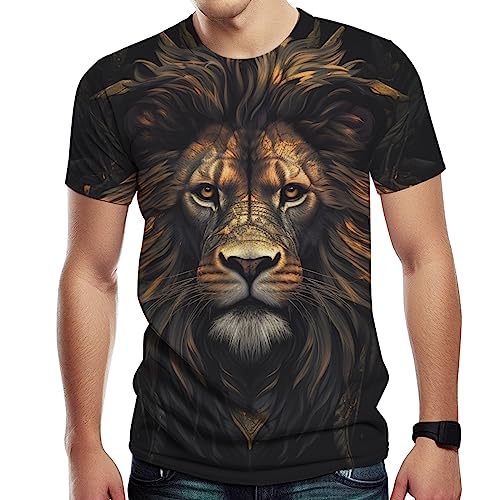 Mens Animal Lion 3D Print T-Shirt Casual Short Sleeve Tee Shirt