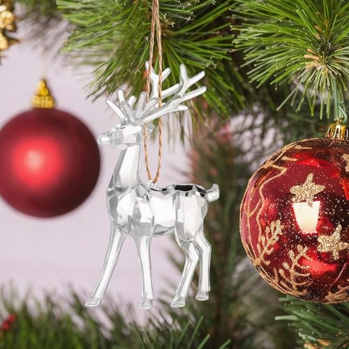 Figuras de acrílico ciervos para decoración navideña 2 piezas miniatura 2