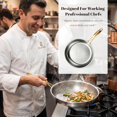 Image of Titanium Pans for Cooking, 12 inch Titanium with Lid Hammered Frying Pan