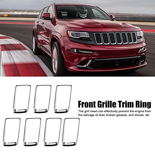Image of Front Grill Trim Insert Ring, ABS Front Grille Trim Ring Chrome Plated Modification Replacement for 2014‑2016 (7PCS /Set)