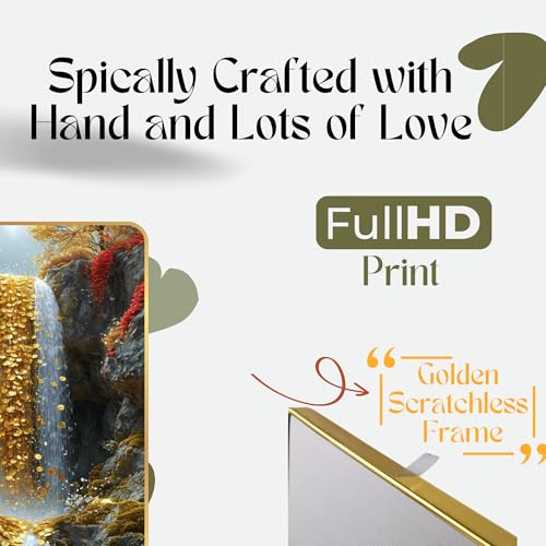 Image of Arkasto Golden Coin Waterfall Wall Painting for Home & Office | Vastu Wealth & Prosperity Wall Art | Modern MDF Wall Frames for Living Room, Bedroom & Decor (Style-05, 12x18 inch)