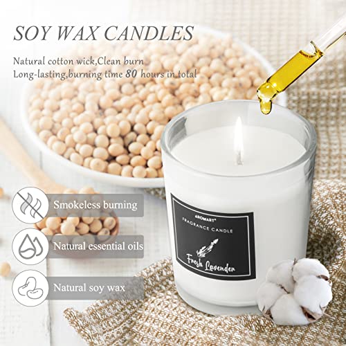 Aromart Scented Candle Set 3 Pack Long Lasting Natural Soy Candles For Home Scented With 8% Essential Oil For Stress Relief Peony, Jasmine, Lavender Candle Aromatherapy Gifts For Women (4.5Oz Each) #TOP2