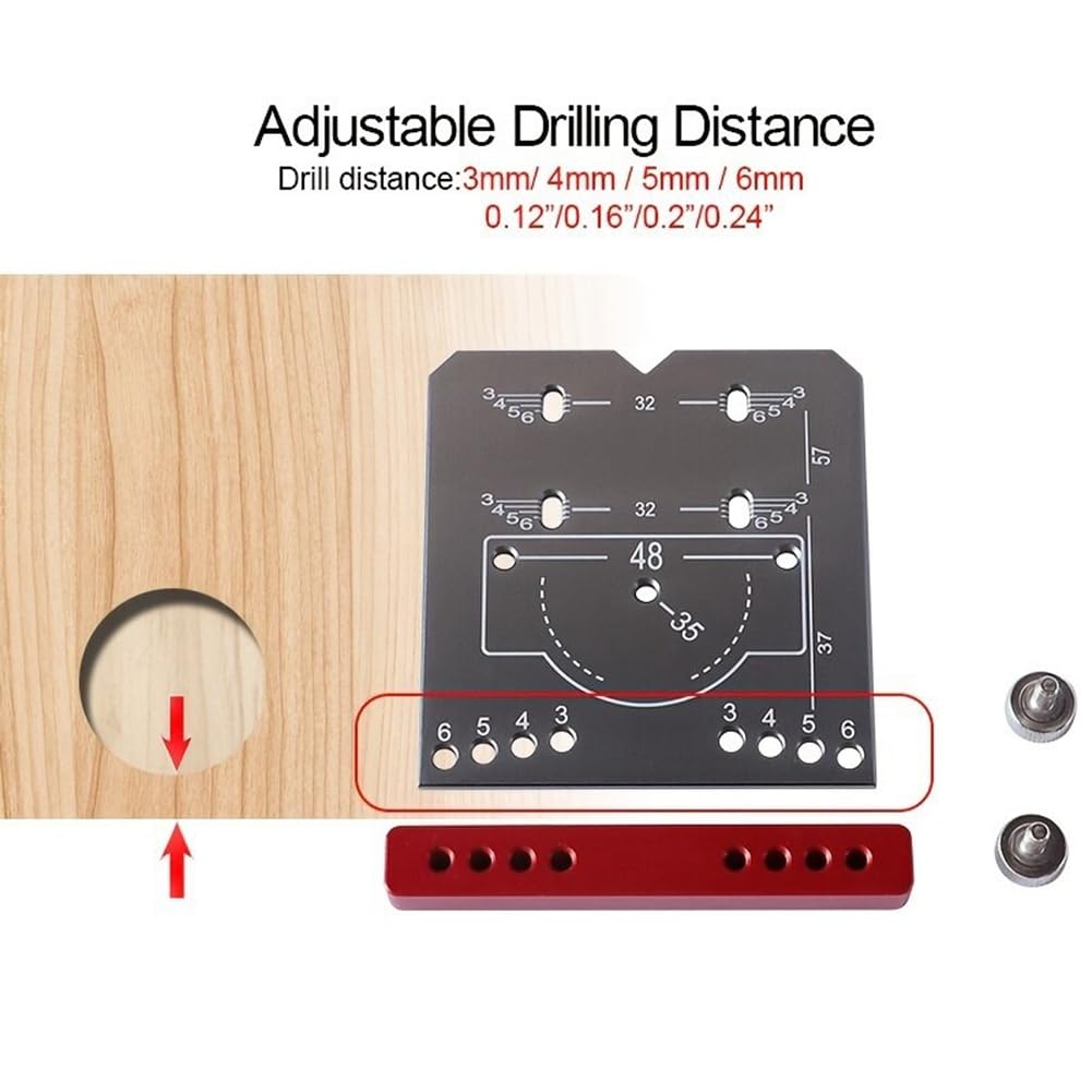 Aetherion Woodworking Concealed Hinge Jig Kit Aluminium Alloy 35mm Hinge Hole Template Jig for Door Cabinets Hinges Mounting - Image 4