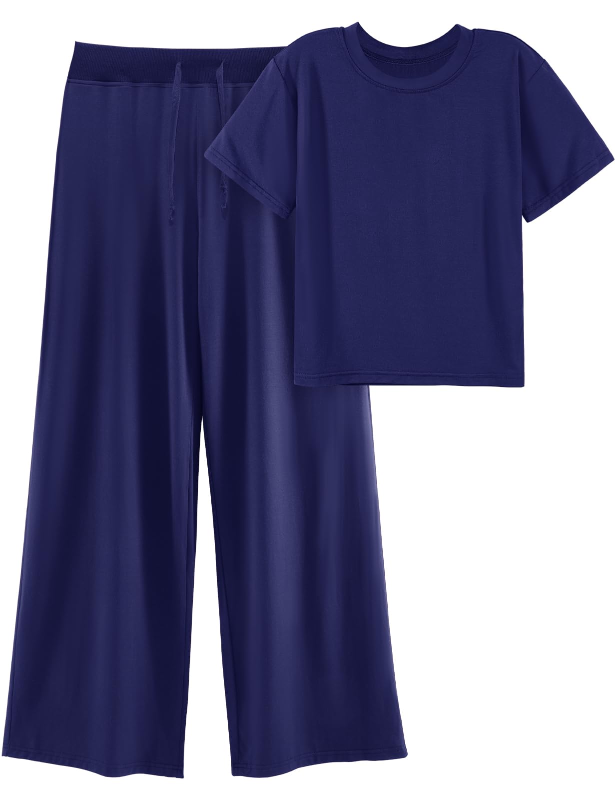 heekpek Conjunto Dos Piezas Mujer Verano Casual Conjunto Mujer Pantalon y Camisetas Manga Corta Top Suave Cómodo Elástico Conjunto Chándal Mujer