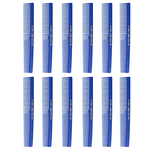 Allegro Combs 420 Hair Combs Barber Comb Set Hair Cutting Pocket Styling Combs For Hair Stylist Wide And Fine Set 12 Pk. (Royal Blue) #TOP9