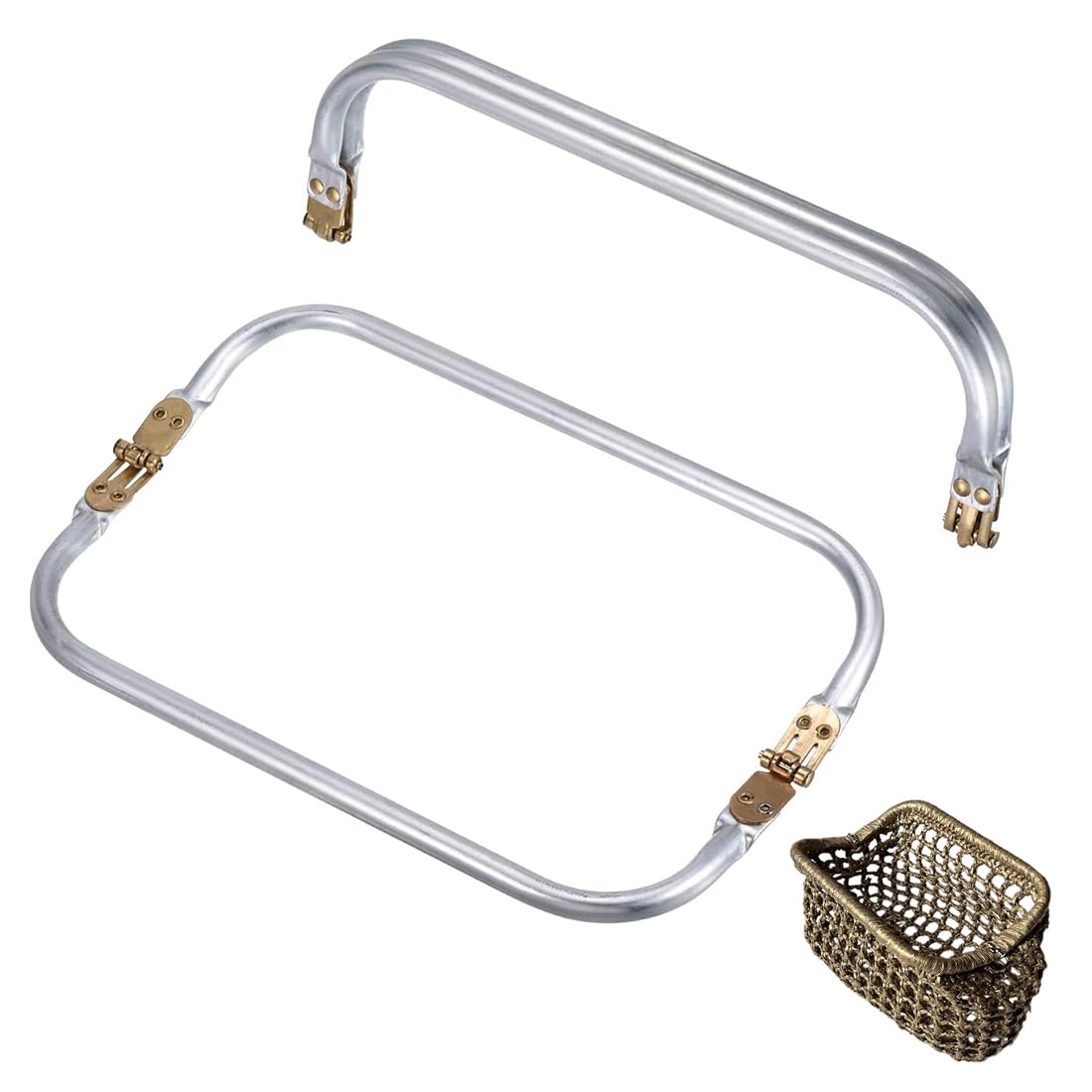 GXGM 2 Piezas Cierres para Bolsos, Cierre Bolso de Ganchillo, Metal para Hacer Monedero, Marcos de Bolso Interior de Aluminio, Marco Tubular, Boquillas Monederos Metalicas (200/180 * 90mm)