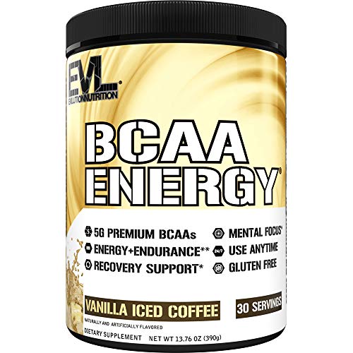 Evl Bcaas Amino Acids Powder - Rehydrating Bcaa Powder Post Workout Recovery Drink With Natural Caffeine - Bcaa Energy Pre Workout Powder For Muscle Recovery Growth And Endurance - Vanilla Iced Coffee #TOP3