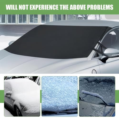 Image of 1 PC Car Front Windshield Snow Cover, 75 inch x 62.25 inch x 42.25 inch 600D Oxford Cloth Windshield Side Mirror Anti-Frost Freeze Cover, Outdoor Protective Device, Suitable for Most Cars (Black)