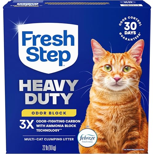Fresh Step Heavy Duty Odor Block Multi Cat Clumping Litter with Febreze, 22 lb (Package May Vary)