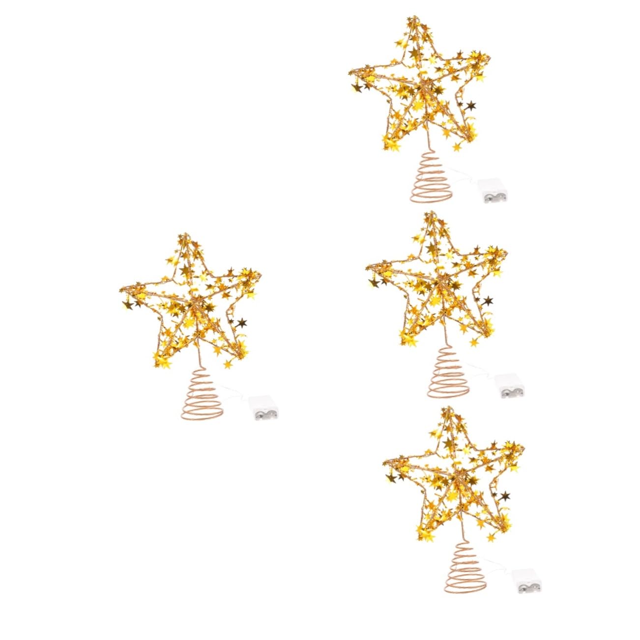 Zerodeko 4 Piezas Estrella de la Copa del árbol Estrella árbol de Navidad Topper Iluminado Christmas Tree Xmas Tree decoración Estrella de Navidad con Luces LED Adorno de Estrella Planchar