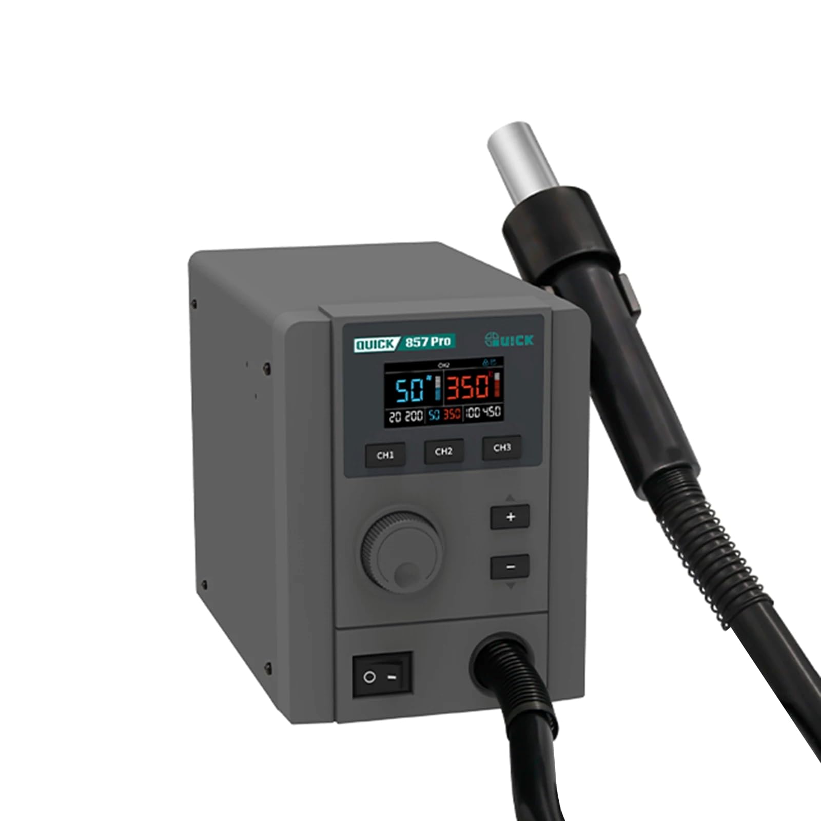 857 Pro 580W Digital Hot-Air-Rework-Station, intelligente Heißluftpistole und Lötstation mit 3 Düsen für die Reparatur von Handy-PCBs