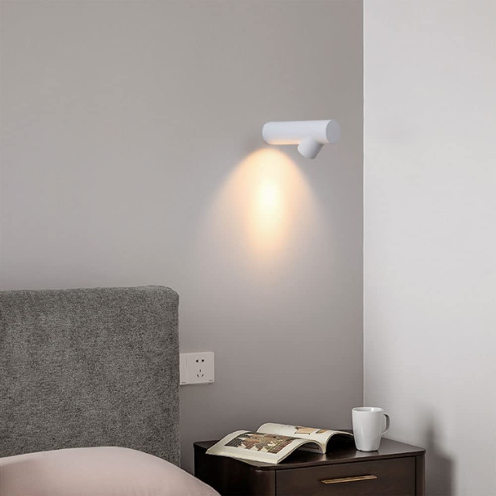 Wandleuchte aus Eisen Nordische kreative Wandleuchten LOFT Indoor LED warmes Licht Wandleuchte Schlafzimmer Nacht Leselampe Wohnzimmer Korridor Wandleuchte Innendekoration Beleuchtung(White)