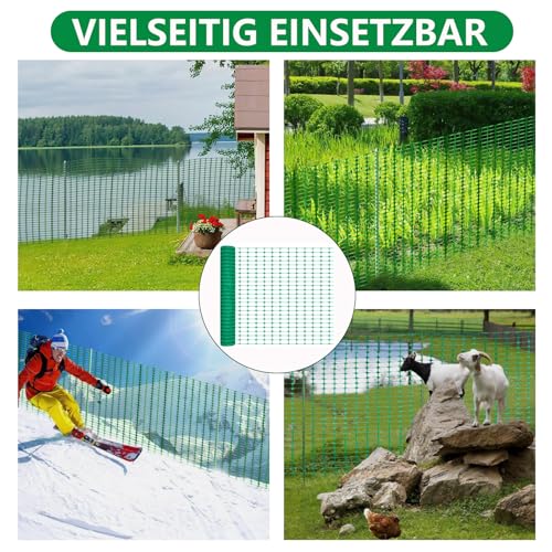 Warmfay Gartenzaun 1m Hoch, 20m Lang, Hundezaun Mobiler mit Pfähle und Kabelbindern, Universal PE Begrenzungszaun, Zaun ohne Strom, für Garten, Haus, Hof