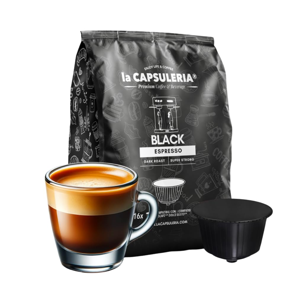 CAFÉ BLACK ESPRESSO (160 Cápsulas) compatibles con Dolce Gusto | Pack 160 cápsulas (10 x 16) | Café Black Espresso intenso, oscuro y persistente, con aroma profundo