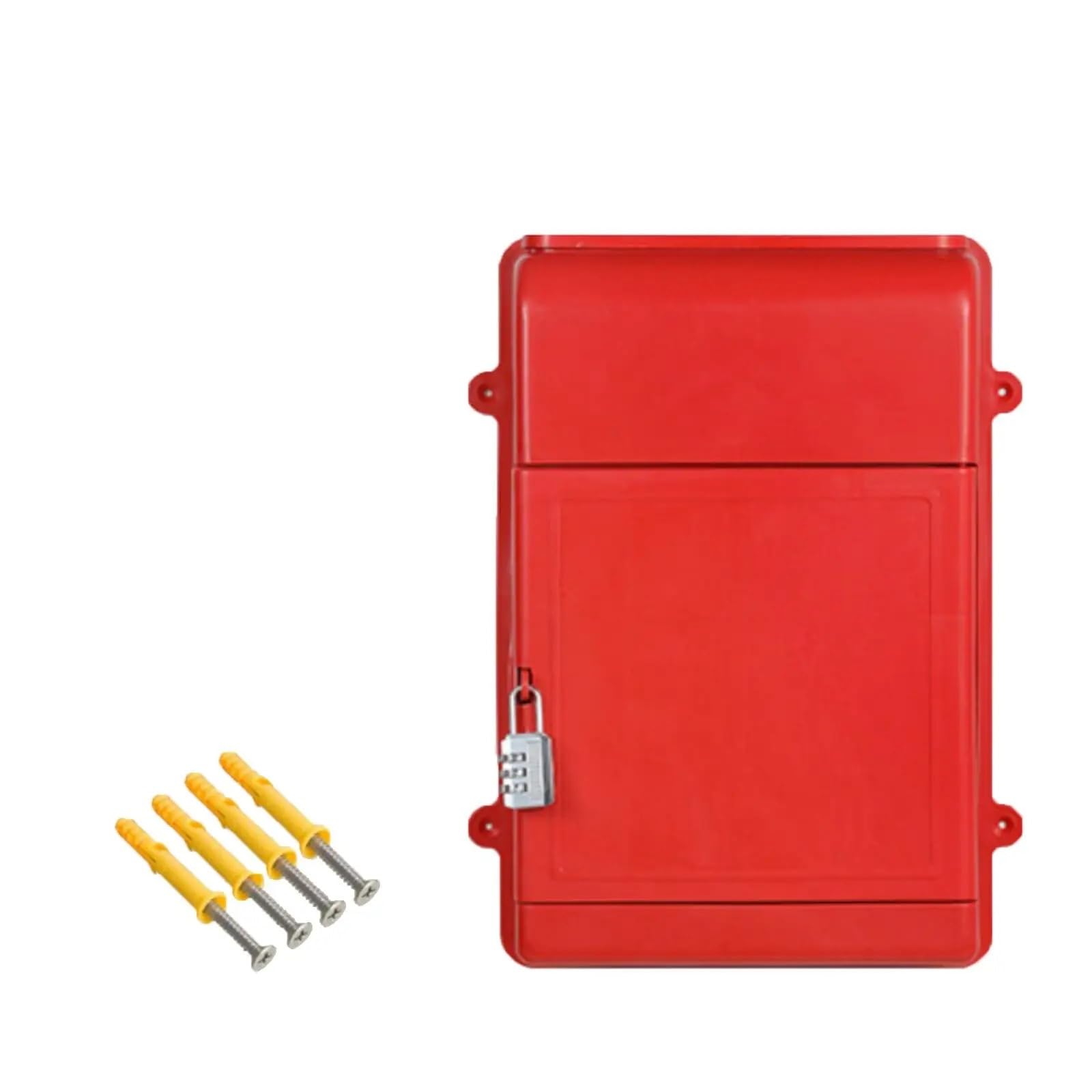 Wall Mounted Letterbox Wall Mounted Mailbox with Combination Lock Letter Box Multipurpose 34.5x26x10cm Ballot for Home Office(Red)