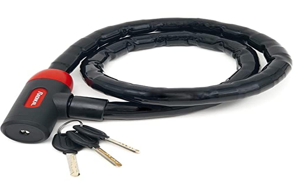 RADIKAL RK520 Antivol Moto et Velo, Python Câble en Acier Articulé Blindé de 120 cm, Flexible, Serrure Haute Sécurité, Anti vol pour Moto, Vélo, Scooter, 120 cm