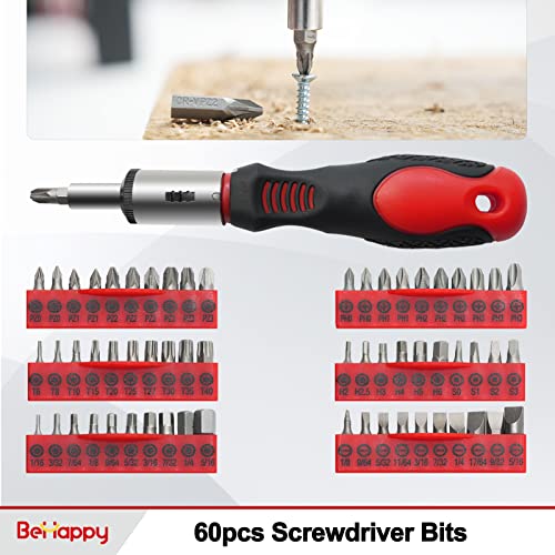 Behappy 118Pcs Magnetic Screwdriver Set, Screwdriver Set With Plastic Racking, Precision, Slotted, Phillips, Hex, Pozidriv, Torx Screwdriver Set And Magnetizer Demagnetizer Diy Tools For Tools Gift #TOP3