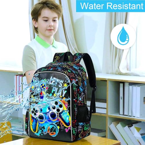 KLFVB 3PCS Dinosaur Backpack for Boys, 16" Kids Bookbag and Lunch Box, Preschool Backpacks for Elementary Students3