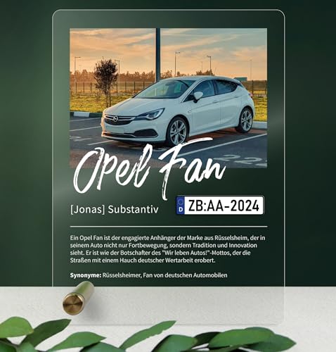 Generisch Opel Fan Geschenk personalisiert - Acryl Geschenk - Definition: Opel Fan - Opel Fanartikel, Fanartikel für Autofreunde