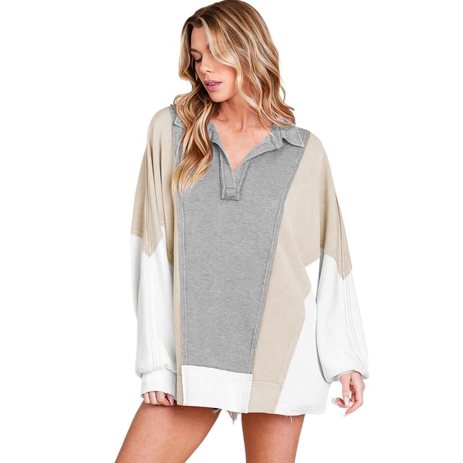 Women Aesthetics Casual Clothes Polo Color Block Blouse Y2K Grunge Tshirts Harajuku Clothing Coquette Streetwear