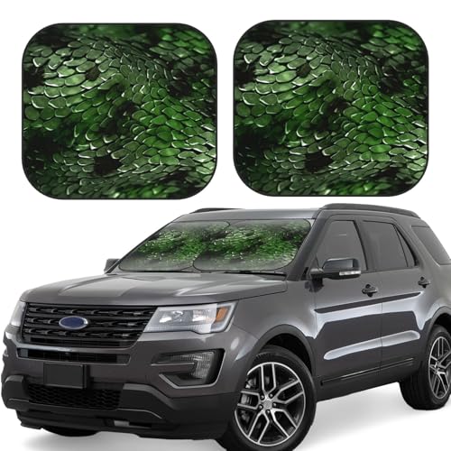 Pare-soleil voiture pliables Vert Serpent Taille M - Lot de 2 protections de pare-brise