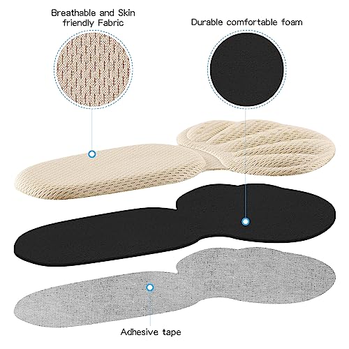Image of Adhesive Back of Heel Cushion Pads, Heel Grips Inserts for Too Big Loose Shoes,4pcs-Beige+4pcs-Beige