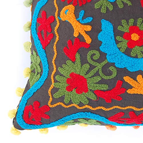 Housse de coussin indienne broderie faite à la main Suzani de canapé - 6