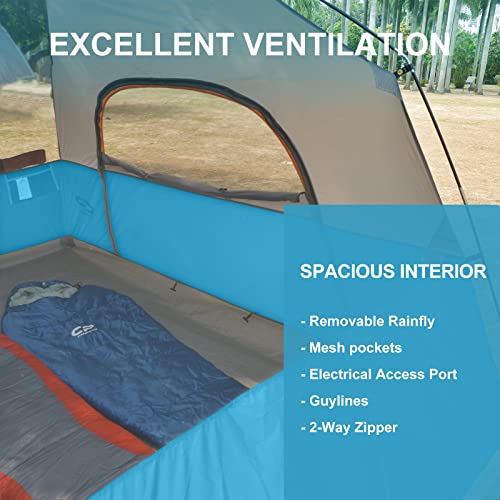 Campros Cp Tent 6 Person Camping Tents, Waterproof Windproof Family Dome Tent With Top Rainfly, Large Mesh Windows, Double Layer, Easy Set Up, Portable With Carry Bag - Sky Blue #TOP4