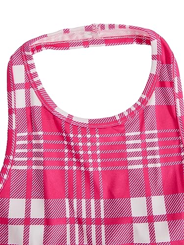 Image of WDIRARA Toddler Girl's 2 Piece Outfits Plaid Halter Neck Tank Top and Flare Leg Pants Set