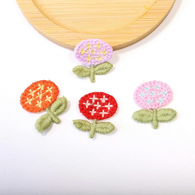 Parches de Bordado 2 *,4 cm 30 Piezas de pequeños Parches Flores Ganchillo, Bordados for Planchar, Apliques Chinos for Ropa, for Coser en Jeans y Chaquetas(Big Red)